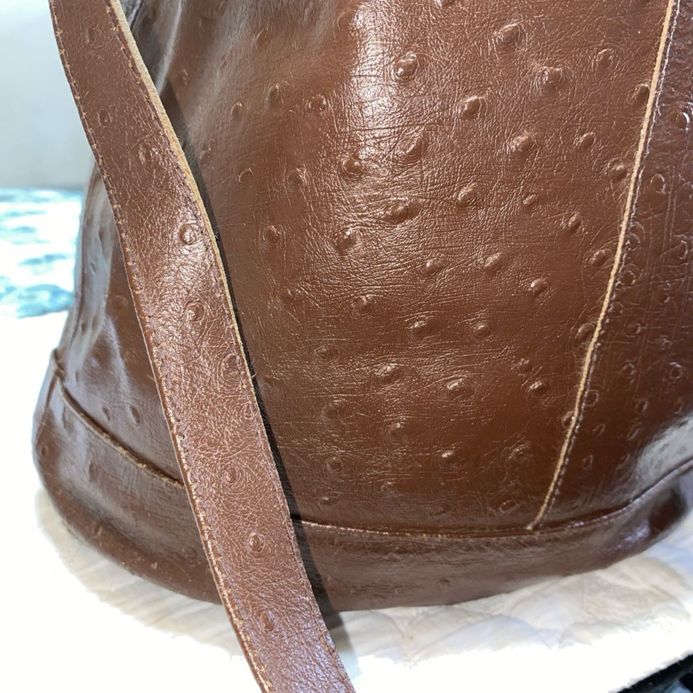 Brown Leather Backpack With Drawstring Closure An… - image 6